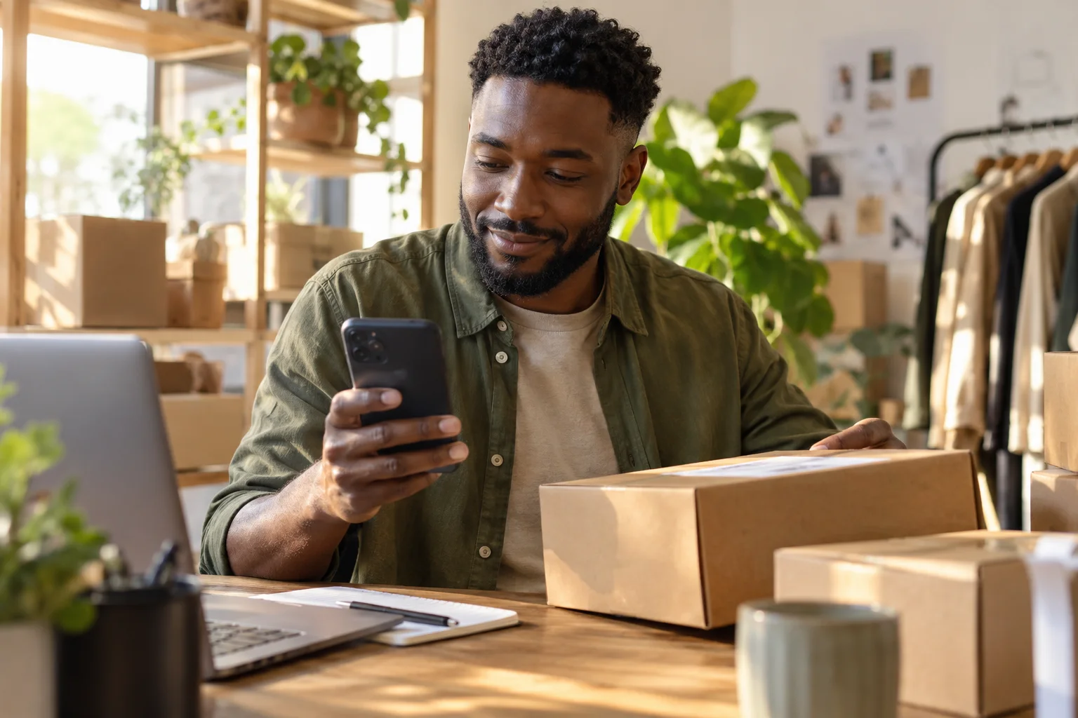 Onlinehändler prüft Auszahlungen am Smartphone