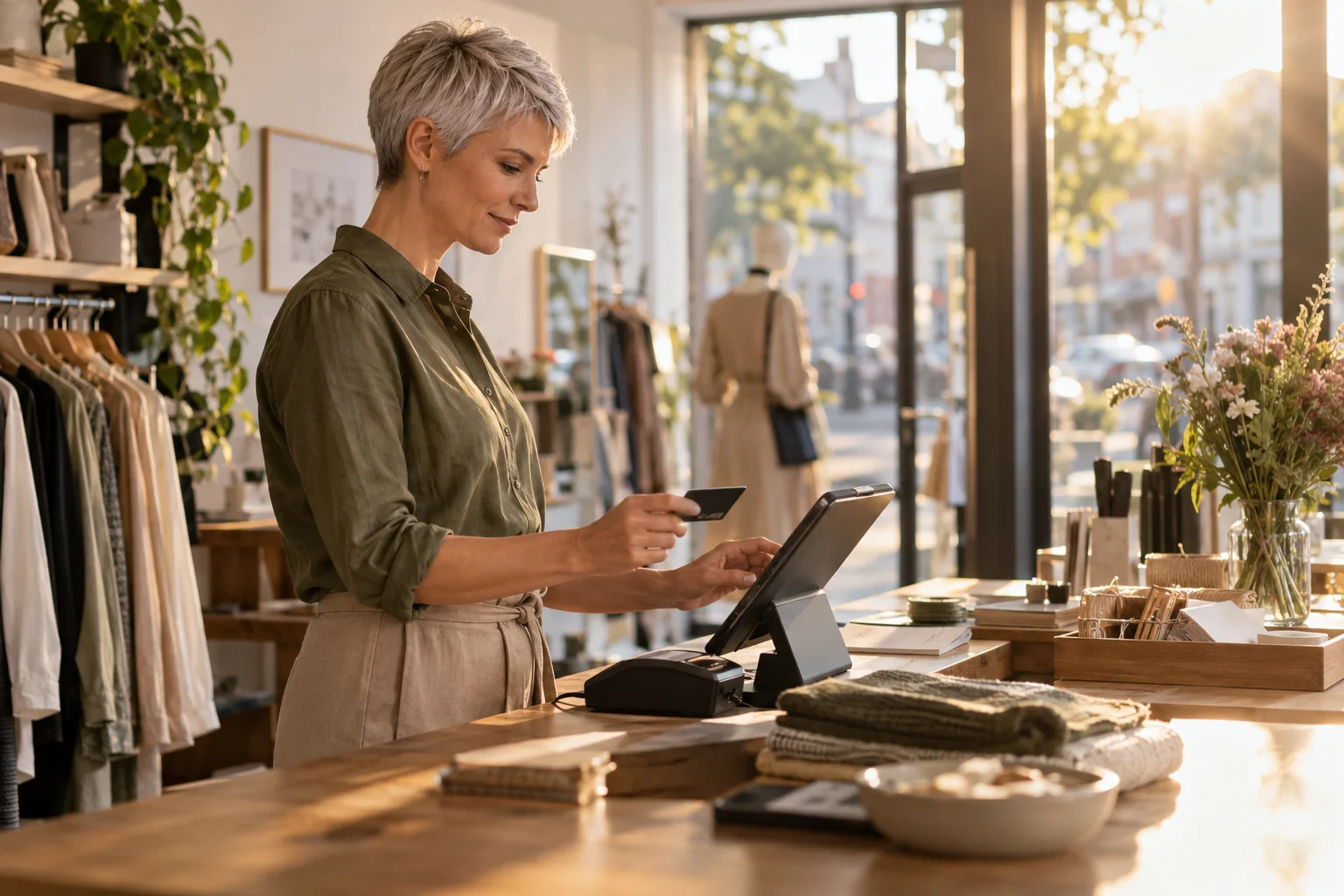 N26 vs. bunq vs. Kontist vs. Vivid: Geschäftskonten im direkten Vergleich Boutique-Inhaberin kontrolliert Kartenzahlungen an der Kasse