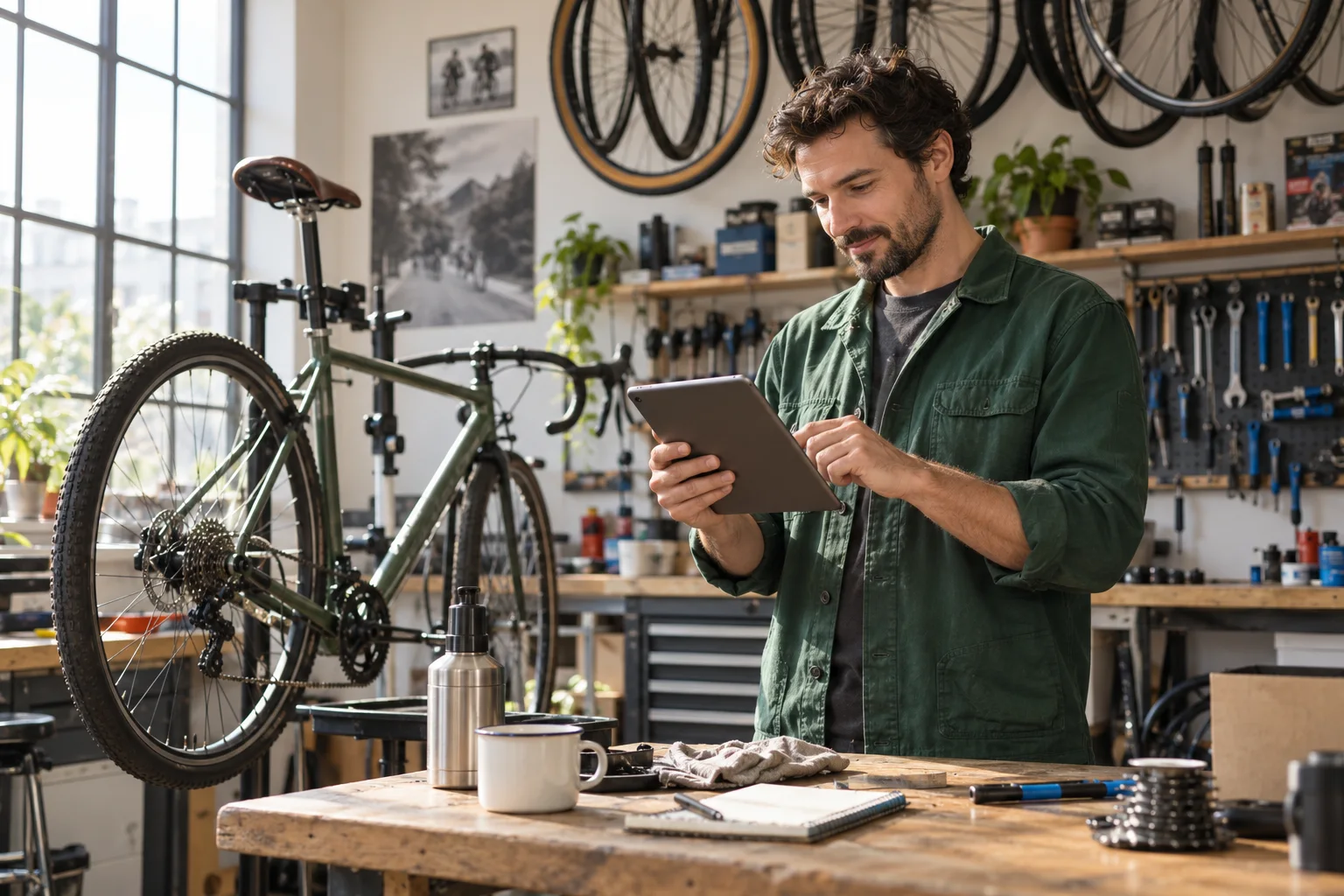 Revolut vs. Qonto vs. Vivid: Geschäftskonten im direkten Vergleich Fahrradwerkstatt-Inhaber vergleicht Zahlungsverkehrskosten