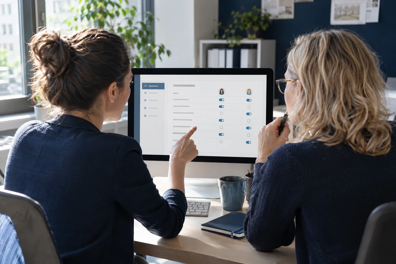 Geschäftspartnerinnen besprechen gemeinsame Kontozugriffe
