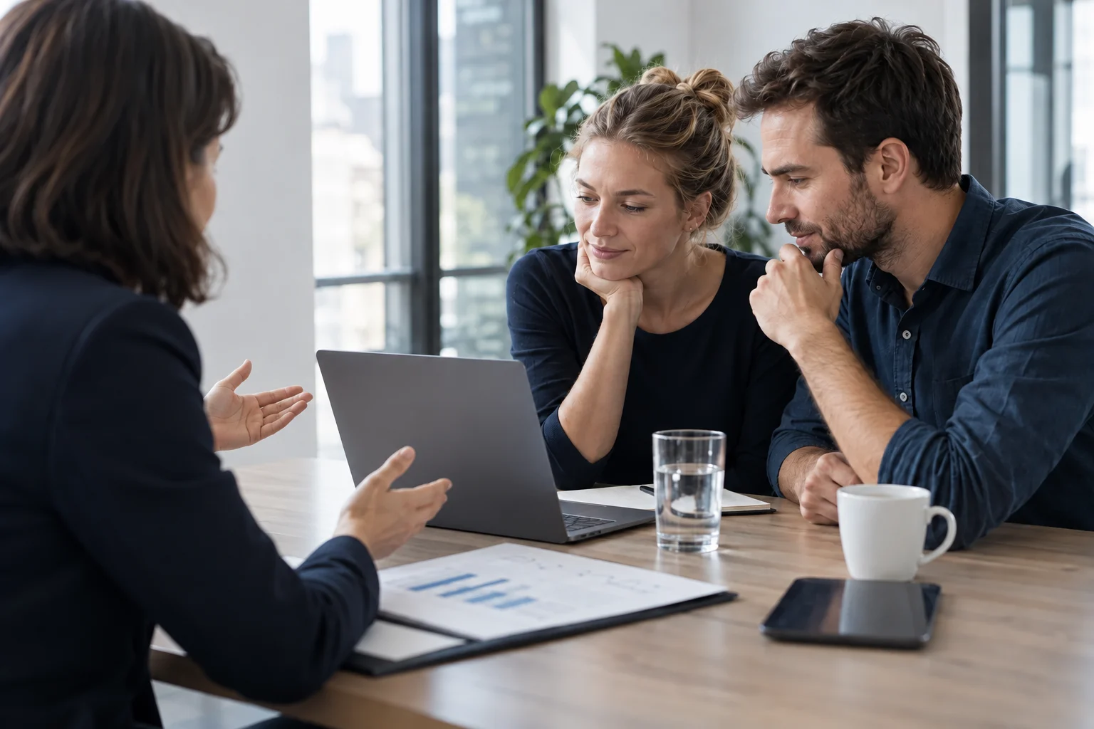 Sparkassen Firmenkonto: Banking und Service auswählen Gründer besprechen Firmenfinanzen mit einer Beraterin