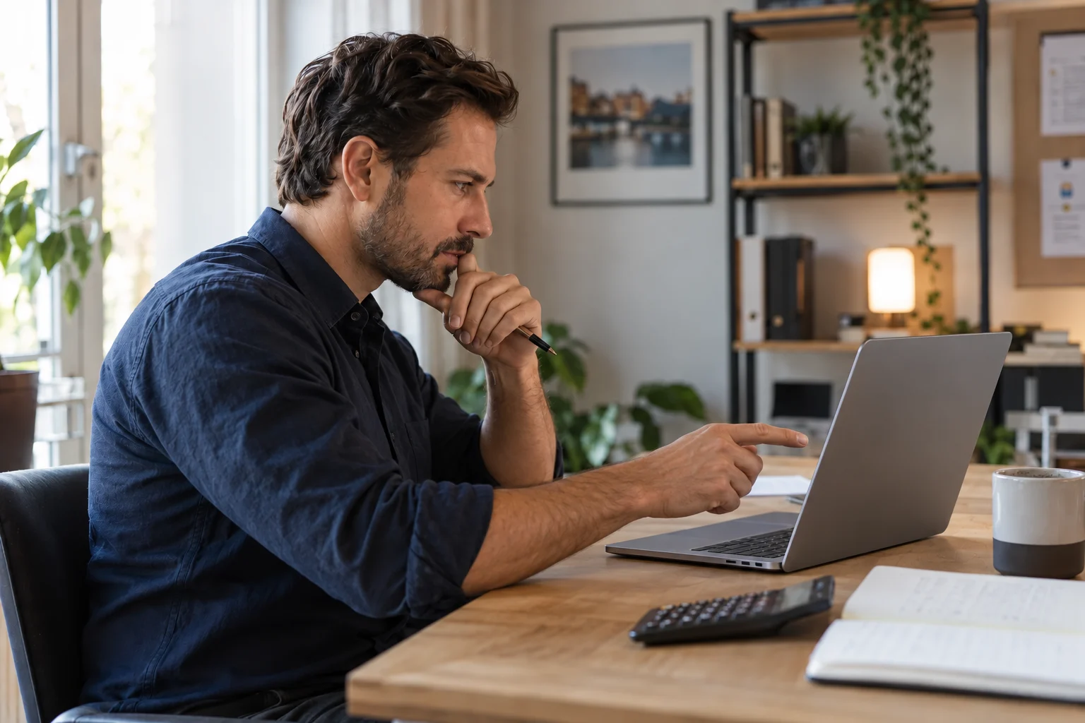 Welches Geschäftskonto bei negativer Schufa Selbstständiger prüft die Ausgaben seines Unternehmens am Laptop