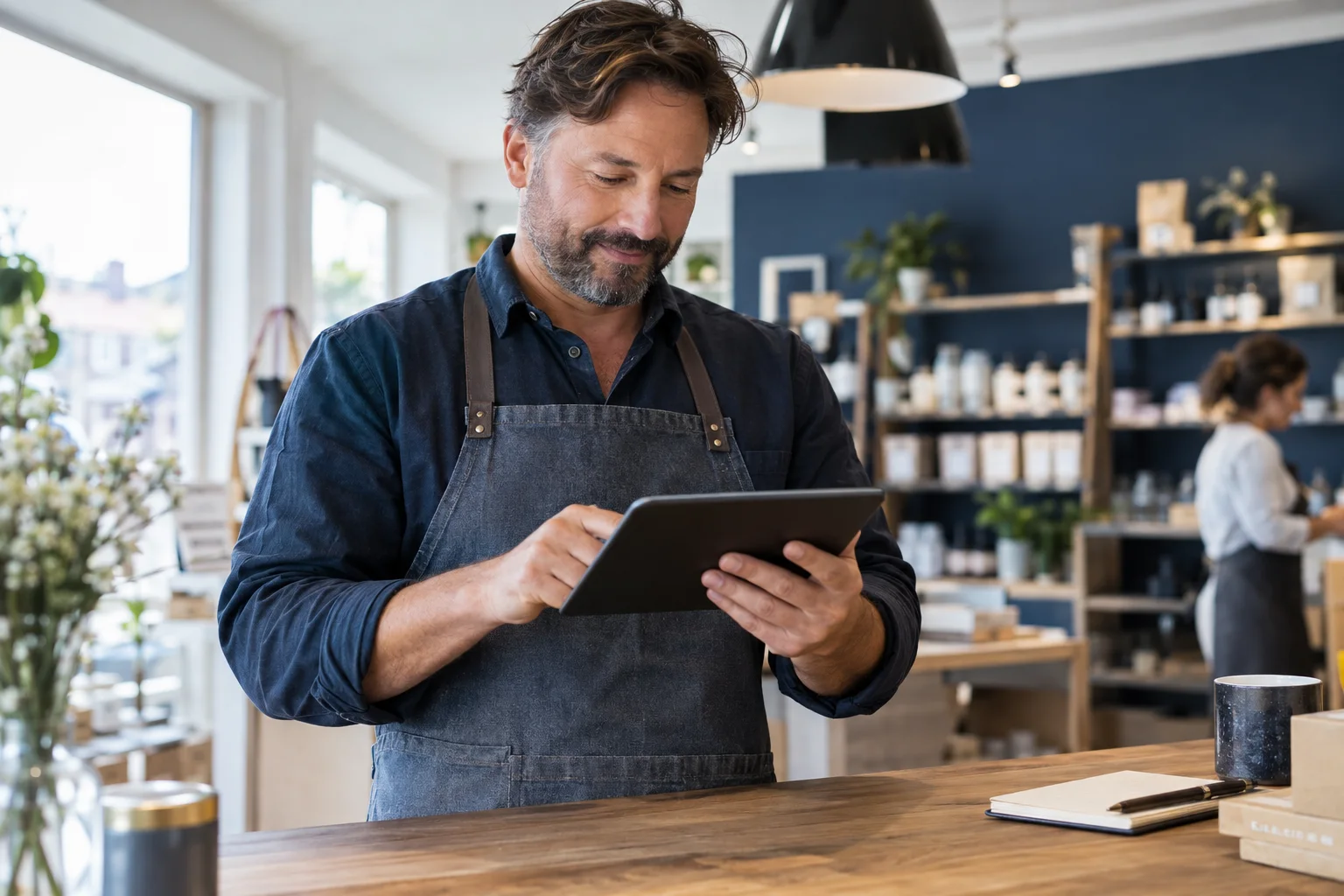 Unternehmer vergleicht digitale Kontofunktionen